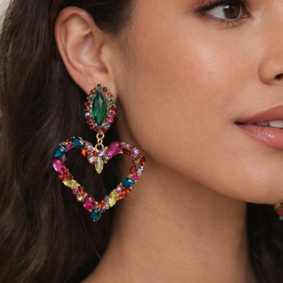 Jewelry - Colorful Heart Drop Earrings